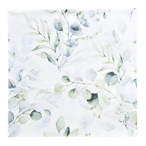 Itens Guardanapos motivo eucalipto branco verde 33x33cm 20un