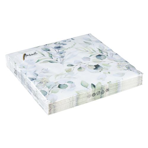 Floristik24 Guardanapos motivo eucalipto branco verde 33x33cm 20 un