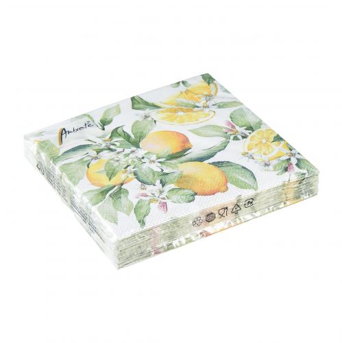 Floristik24 Guardanapos decoração de mesa de verão decoração limão 25x25cm 20 un