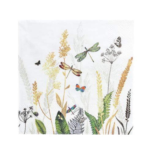Floristik24 Guardanapos Verão Branco Motivo Prado Colorido 25x25cm 20 un