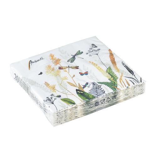 Floristik24 Guardanapos Verão Branco Motivo Prado Colorido 25x25cm 20 un