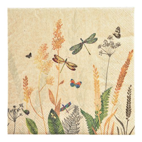 Itens Guardanapos verão prado libélulas flores 33x33cm 20un