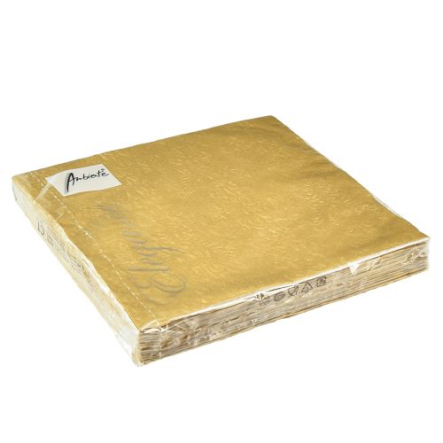 Itens Guardanapos dourados com ornamentos em relevo 33x33cm 15 un