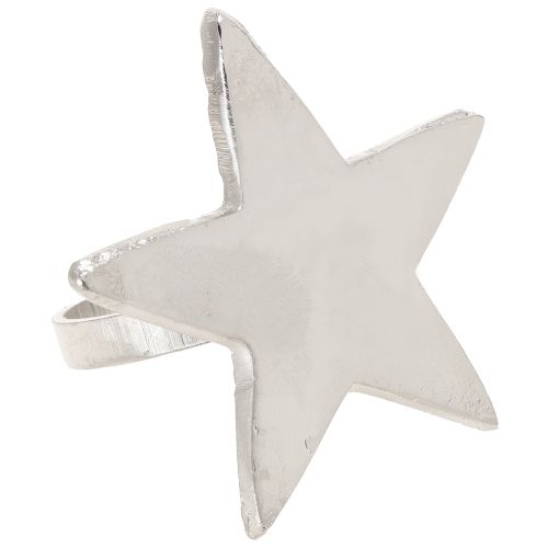 Floristik24 Porta guardanapos estrela argolas metal prata 7cm Ø4cm 4 peças