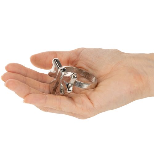 Itens Porta-guardanapo em forma de laço, metal, prata brilhante, 5 cm, conjunto com 4 peças
