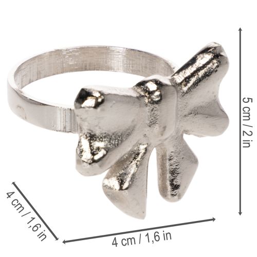 Porta-guardanapo em forma de laço, metal, prata brilhante, 5 cm, conjunto com 4 peças | Floristik24.pt