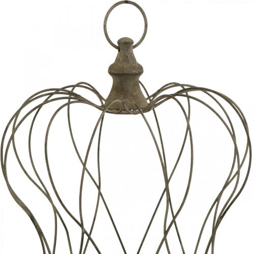 Floristik24 Shabby Chic Deco Crown Coroa de metal rústica para pendurar Alt. 34cm
