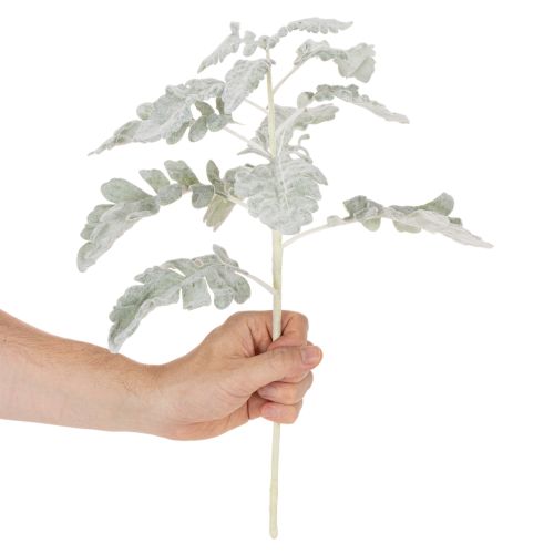 Ramo artificial de Senecio, folha de prata, trabalhado com detalhes minuciosos, 45 cm, 3 peças | Floristik24.pt