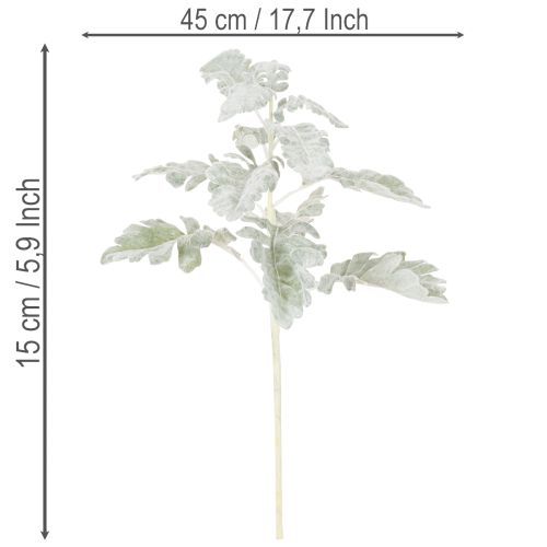 Ramo artificial de Senecio, folha de prata, trabalhado com detalhes minuciosos, 45 cm, 3 peças | Floristik24.pt