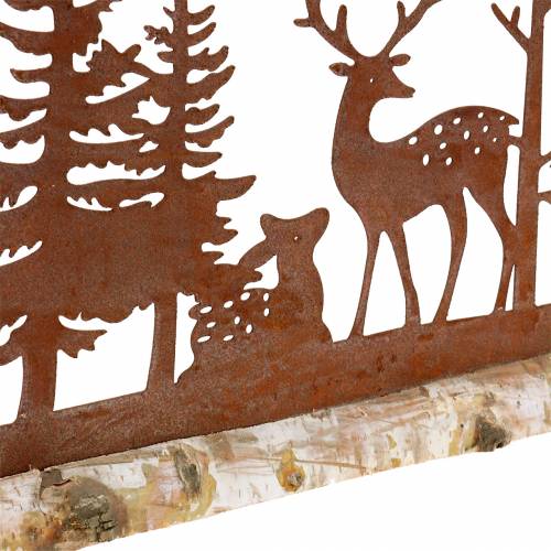 Itens Silhueta da floresta com animais rusticados sobre base de madeira 57cm x 25cm