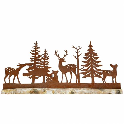 Floristik24 Silhueta da floresta com animais rusticados sobre base de madeira 57cm x 25cm