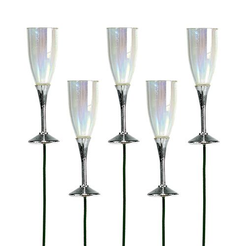 Itens Tampa de vidro champanhe decoração de véspera de ano novo prata 7.5cm L27cm 12pcs