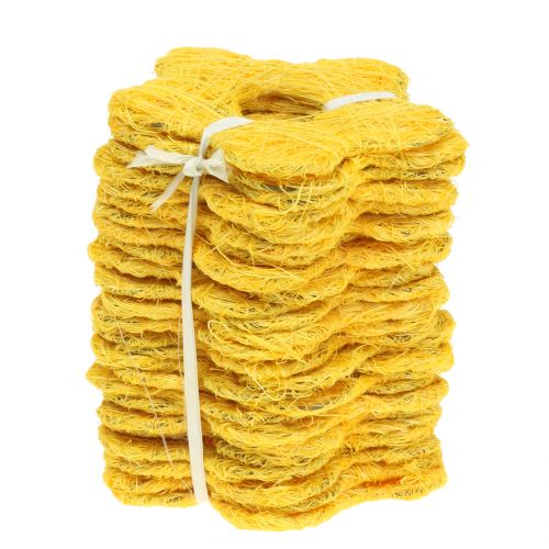 Floristik24 Flor de sisal amarelo Ø7.5cm 25pcs