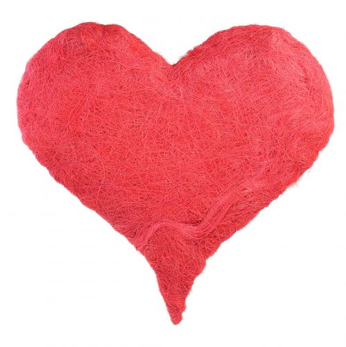 Decoração coração com fibras de sisal coração sisal rosa 40x40cm