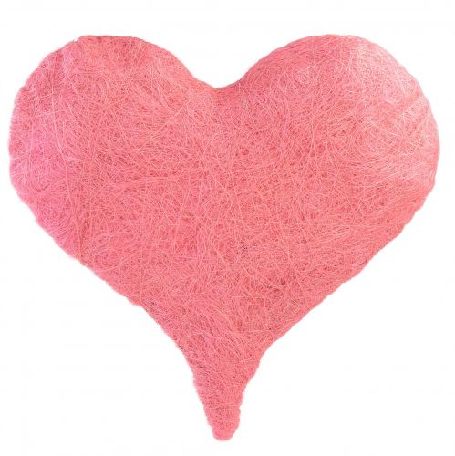Decoração coração com fibras de sisal coração de sisal rosa claro 40x40cm