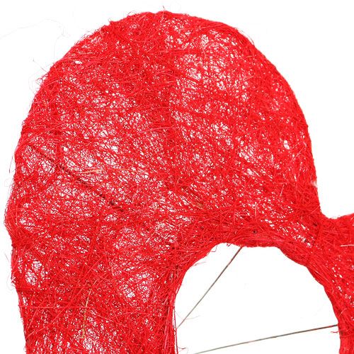 Floristik24 Punho de coração de sisal 20cm coração vermelho decoração de flores de sisal 10 unidades