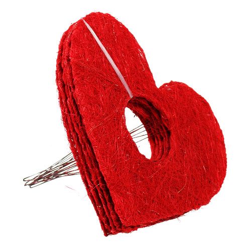 Itens Punho de coração em sisal vermelho 15cm 10 unid.