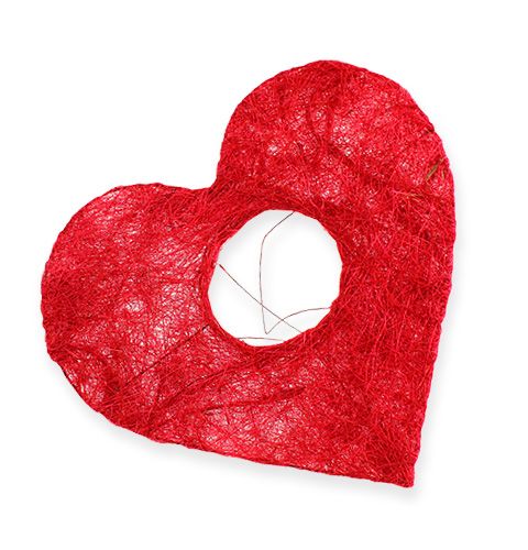 Floristik24 Bracelete coração de sisal 10cm vermelho 12pcs
