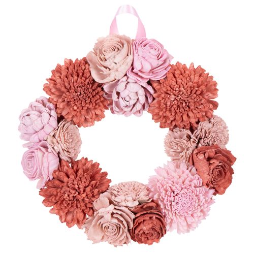 Guirlanda floral suspensa com flores rosa para decoração elegante de ambientes, 25 cm