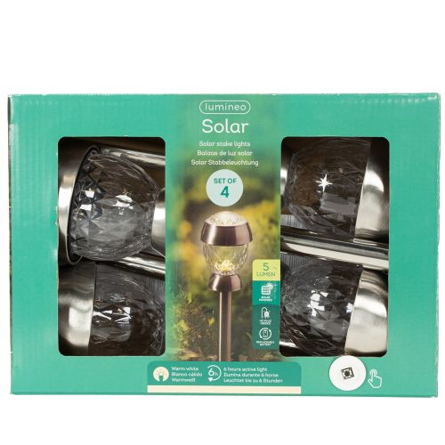 Conjunto de 4 Candeeiros Solares Esféricos com Estaca – 36 cm | Floristik24.pt