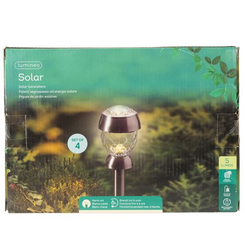 Conjunto de 4 Candeeiros Solares Esféricos com Estaca – 36 cm | Floristik24.pt