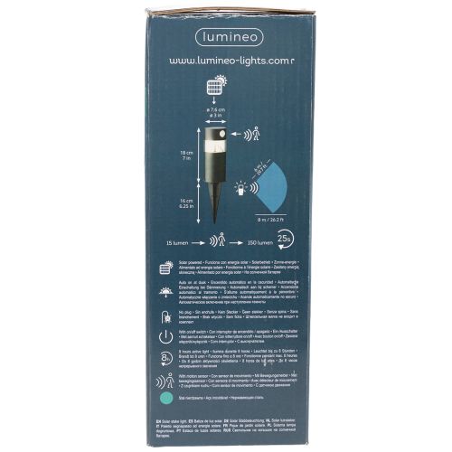 Luminária solar de jardim com sensor de movimento, LED, 34 cm | Floristik24.pt