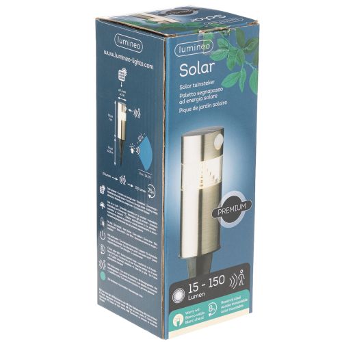 Luminária solar de jardim com estaca para fixação no solo e iluminação LED, 34 cm | Floristik24.pt