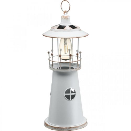 Floristik24 Farol com iluminação, luz solar, branco quente, decoração de jardim marítimo A 47cm Ø18cm