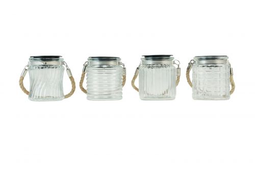 Floristik24 Luz solar lâmpada suspensa de vidro solar varanda Ø7,5cm Alt.9cm 4 unidades