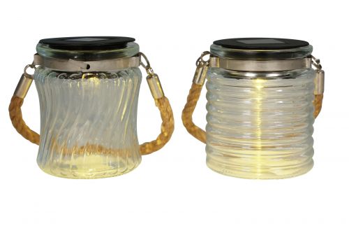 Floristik24 Luz solar lâmpada suspensa de vidro solar varanda Ø7,5cm Alt.9cm 4 unidades