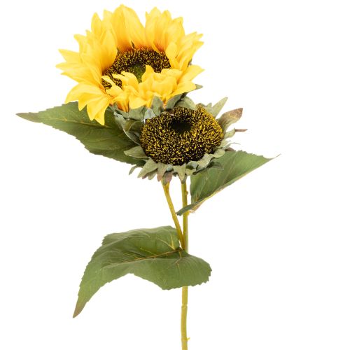 Itens Girassol artificial com folhas e flores realistas, 58 cm, 3 peças