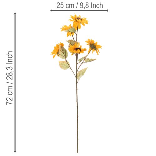 Flor de girassol artificial, decoração realista, 72 cm, 2 peças. | Floristik24.pt