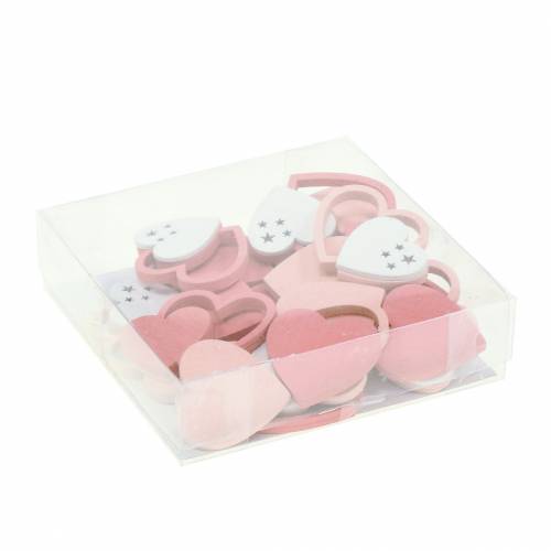Itens Decoração dispersa corações rosa/branco 24 un