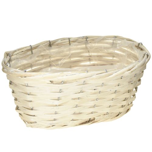 Cesta de vime para batatas fritas, branca, lavada, natural, 29×18×14cm