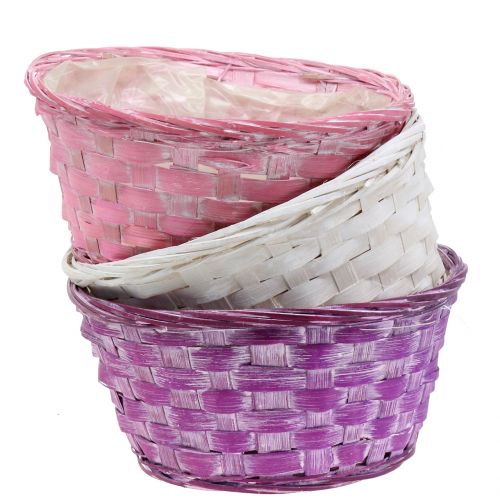 Floristik24 Tigela de chips redonda roxa / branca / rosa Ø19cm 8 unidades