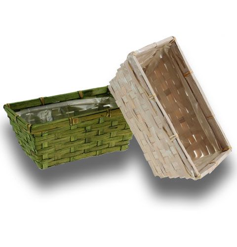 Conjunto de cesta de chips quadrado verde / branco 10 unidades | Floristik24.pt