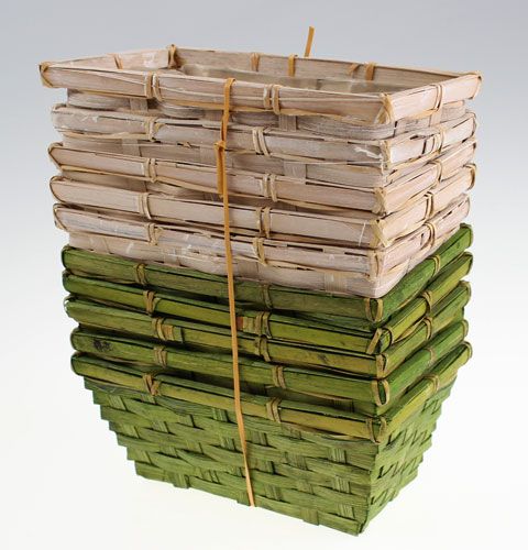 Conjunto de cesta de chips quadrado verde / branco 10 unidades | Floristik24.pt