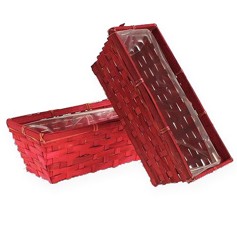 Floristik24 Cesta de chips conjunto quadrado vermelho 25x12x9cm 10pcs