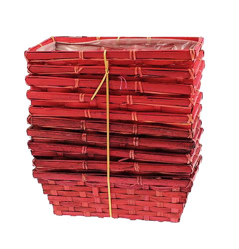 Floristik24 Cesta de chips conjunto quadrado vermelho 25x12x9cm 10pcs