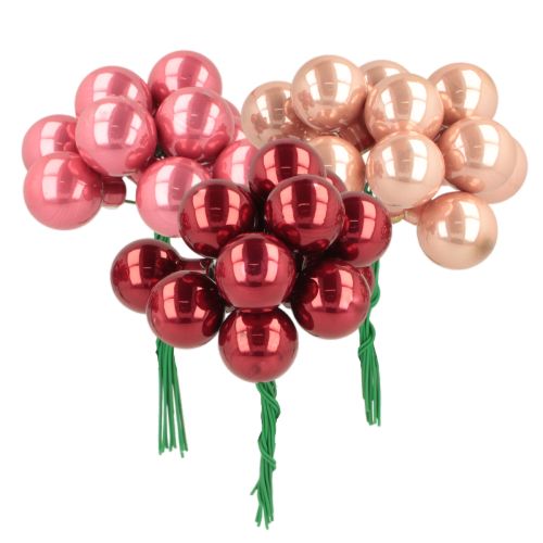 Enfeites de Natal em arame, conjunto de mini frutinhas brilhantes espelhadas, 20 mm, 140 peças
