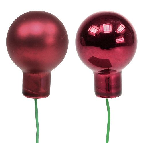 Itens Mini bola de natal vermelha, bagas de espelho de vidro rosa Ø20mm 140p