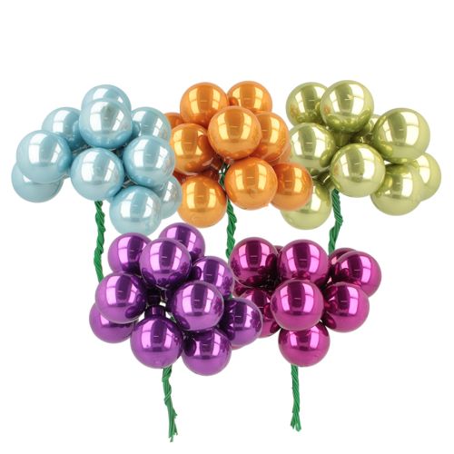 Mini enfeites de Natal em arame, frutinhas coloridas espelhadas, 25 mm, 140 peças