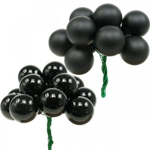 Itens Mini bolas de Natal em arame vidro preto Ø25mm 140 un