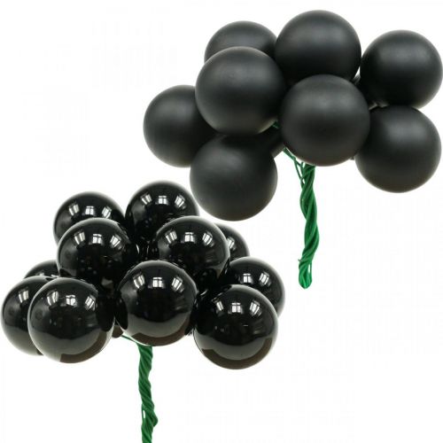 Itens Mini bolas de natal em arame vidro preto Ø25mm 140p