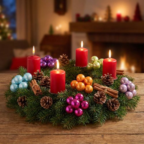 Mini enfeites de Natal em arame, frutinhas espelhadas, coloridas, 40 mm, 32 peças | Floristik24.pt