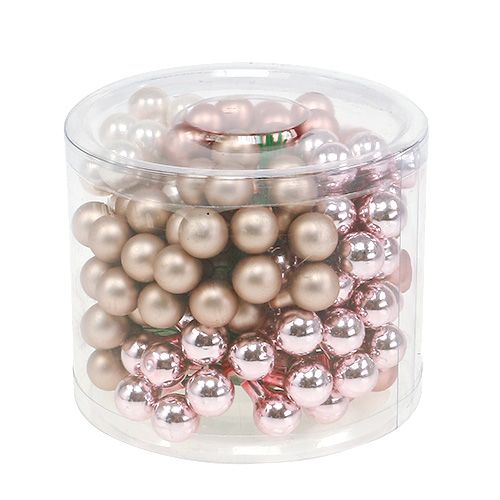 Floristik24 Mix de bagas de espelho rosa-creme 15mm 140p