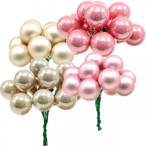 Floristik24 Mini bolas de Natal em arame de vidro Ø25mm rosa 140 un