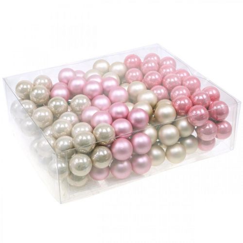 Floristik24 Mini bolas de Natal em arame de vidro Ø25mm rosa 140 un
