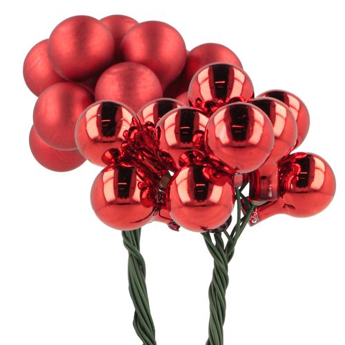 Floristik24 Bagas espelhadas vermelhas mate, brilhantes Ø1,5cm 140 un