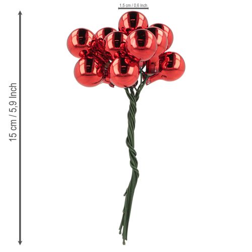 Itens Mirror Berries Vermelho Fosco, Brilhante Ø1,5cm 140 unidades